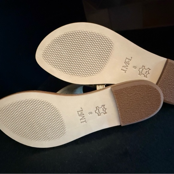 J. McLaughlin Nolita Tan T-Strap Sandals with Woven Design - Picture 7 of 8